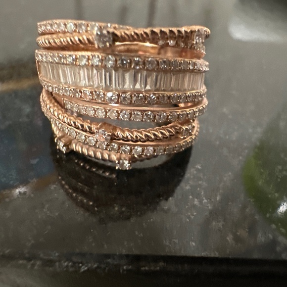 14Kt Rose Gold Diamonds Band Many Layers rings Stacked together! - Picture 1 of 8